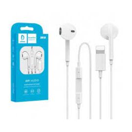  Гарнитура проводная Denmen DR10, Apple 8 pin, вставные, ушной вкладыш, белый, фирменная упаковка 
