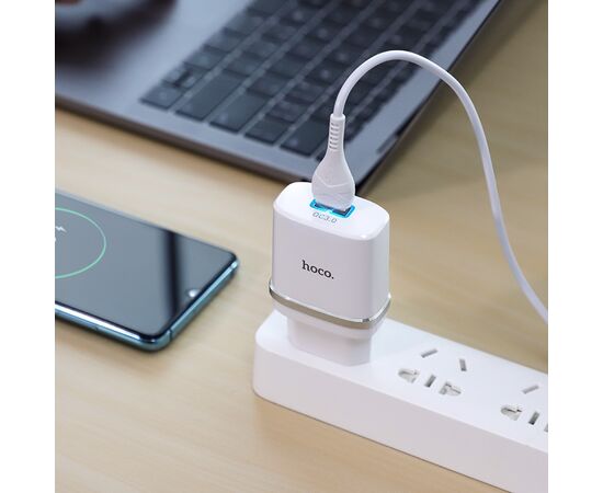  СЗУ HOCO C12Q Smart QC3.0 + Type-C (белый) 